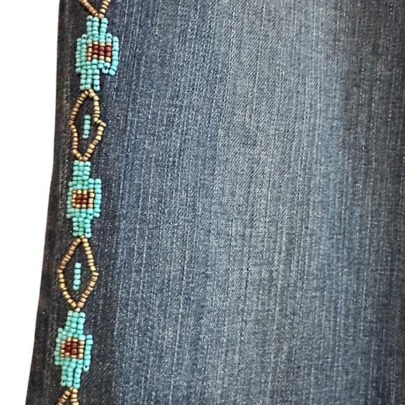 Lauren Jeans Co Ralph Lauren Women's Southwest Beaded Blue Denim Jeans Size 14 - Picture 13 of 16
